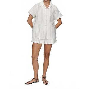 NEW MARLE lou short-sleeve shirt in ivory/ blue stripe